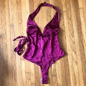 For Love and Lemons Skivvies Burgundy Bodysuit
